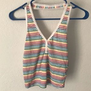BOZZOLO Rainbow Halter Crop Top